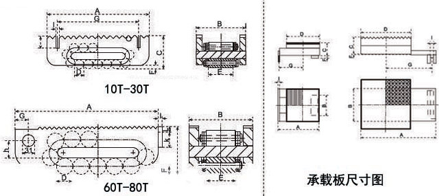 LHRJ-B型载重滚轮小车结构尺寸图片